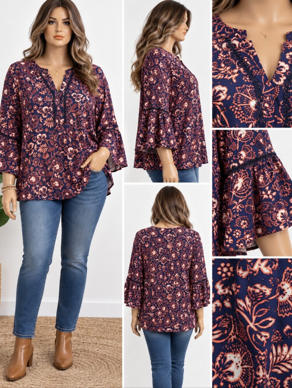 Beautiful Gloria Vanderbilt floral blouse in women’s size XXL